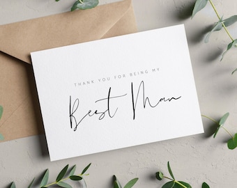 Thank you Best Man Card | Wedding thank you cards - Best Man cards - Male Wedding Gift - Card for Best Man - To my Usher - Grooms Party card