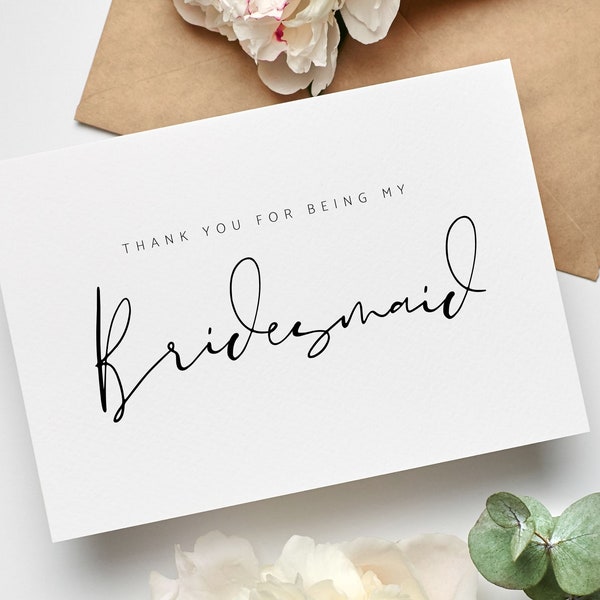 Thank you Bridesmaid Card | Wedding thank you cards - Bridesmaid cards - Bridesmaid Gift - Card for Bridesmaid - To my Bridesmaid - Bridal