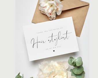 Merci d'avoir été ma coiffeuse carte de vœux | Cartes de remerciement de mariage - cartes de vendeur de mariage - cartes de remerciement de mariage - coiffeur - maquillage