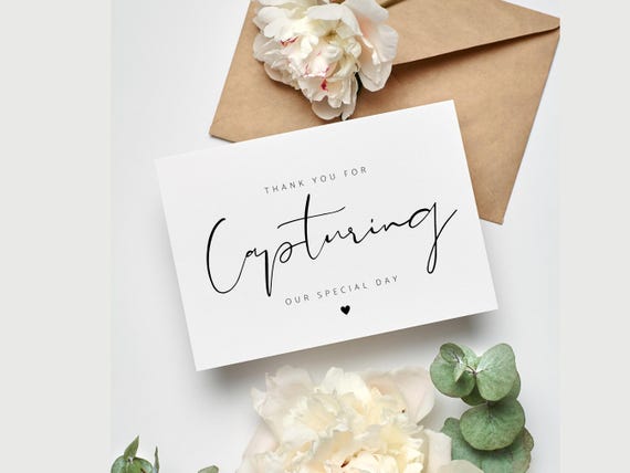 Thank you for capturing our special day Card | Wedding thank you cards - wedding vendor cards - thank you wedding cards - Photographer card