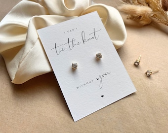 Boucles d'oreilles de demoiselle d'honneur - Boucles d'oreilles à nouer en zircone - Cadeau pour demoiselle d'honneur - Proposition de demoiselle d'honneur - Bijoux de demoiselle d'honneur - Le serez-vous