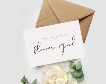 Thank you Flower Girl Card | Wedding thank you cards - Flower girl cards - Flower girl Gift - Card for Bridesmaids - To my Flower girl