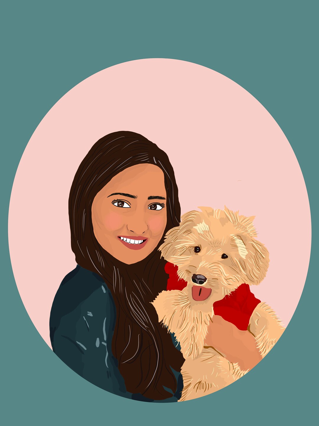 Pet Owner and Pet Portrait, Made to Order, Perfect Gift for Pet Lovers