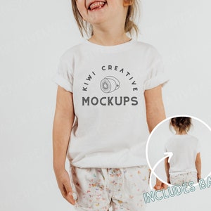 Kids T-shirt Model Mockup, Bella Canvas 3001T White Toddler Tee, Front and Back Mock, Lifestyle Kids Model Mock-Up, Sublimation Blank Shirt