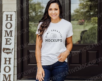 Bella Canvas 3001 Ash T-Shirt Mockup: Women's Modeled Mock-Up (Digital Download)