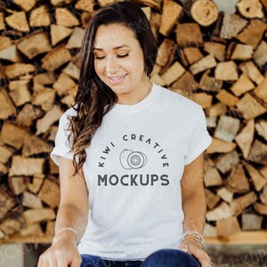 Boho White T-Shirt Mockup: Women&#39;s Gildan 5000 (Digital Download)