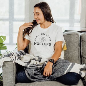 Boho White T-Shirt Mockup: Women&#39;s Gildan 64000 (Digital Download)