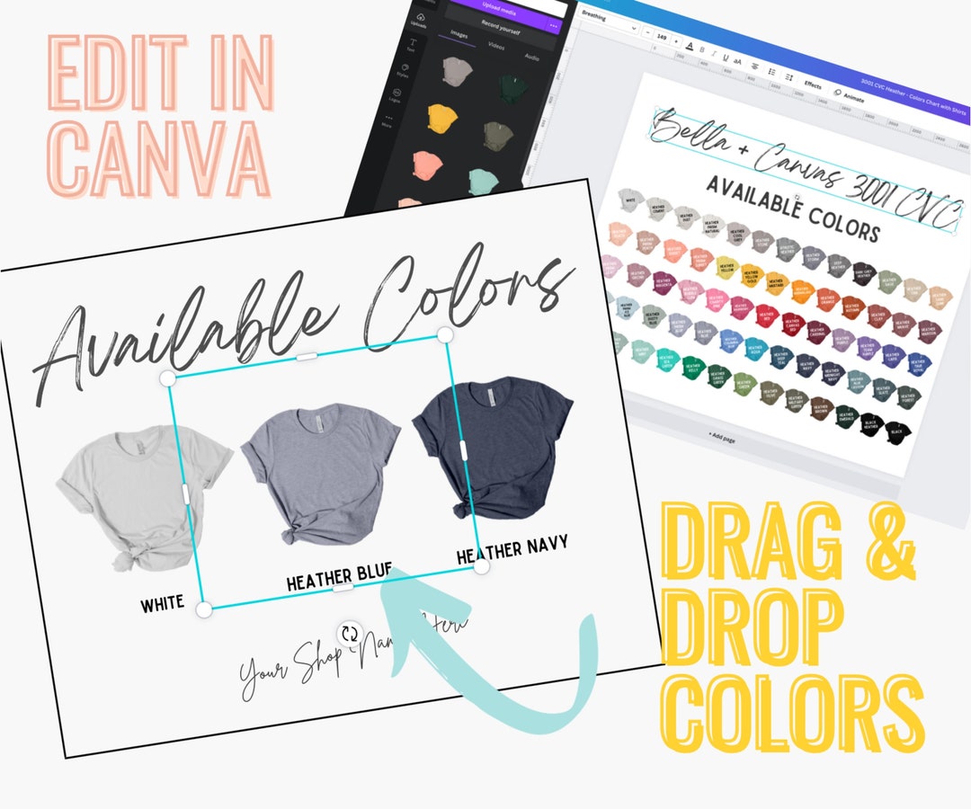 Bella Canvas 3001 CVC Color Chart Heather Prism Mockup (digital