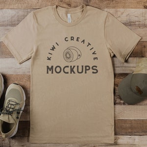 Bella Canvas 3001 Tan Shirt Flat Lay, Men&#39;s T-Shirt Mockup, Man T-Shirt Mockup, Male Tee, Father&#39;s Day, POD Blank Shirt