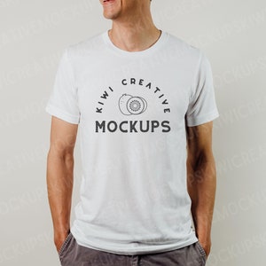 Men's White T-Shirt Mockup, Bella Canvas 3001 Shirt, Man T-Shirt Mockup, Male Model T-Shirt, Shirt Mockups for Men, 3001 CVC Solid White