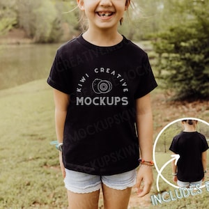 Bella Canvas 3001Y Black Kid&#39;s Shirt Mockup (Digital Download)
