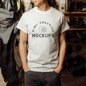 Gildan 5000 White Mockup Male, Male T-Shirt Mockup, Male Model T-Shirt, Men's Gildan Mockup, Father's Day Mockup, Shirt Mockups for Men