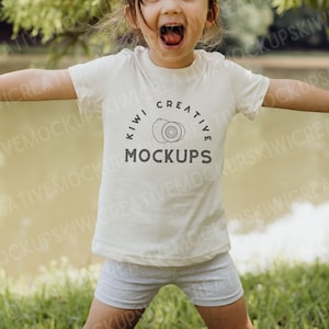 Rabbit Skins 3321 Natural, Kids T-Shirt Mock, Toddler Model Mockup, Child Mockup, Shirt Mockup, Boho Toddler Mockup, Lifestyle Model, Summer