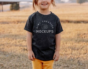 Dark Grey Heather Bella Canvas 3001T Kids T-shirt Mockup (Digital Download)
