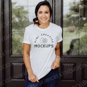 White Gildan 64000 T-Shirt Mockup: Women&#39;s Boho Style (Digital Download)