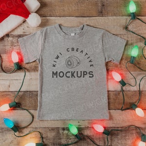 Kinder Ferien T-Shirt Mockup, Bella Canvas 3001T Sportlich Heather Grau Kleinkind T-Shirt, Weihnachten Mock-Up Kinder Grau Sublimation Blanko Shirt
