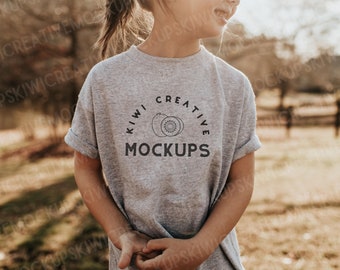 Kids T-shirt Mockup: Gildan 5000B Sports Gray Tee (JPEG)