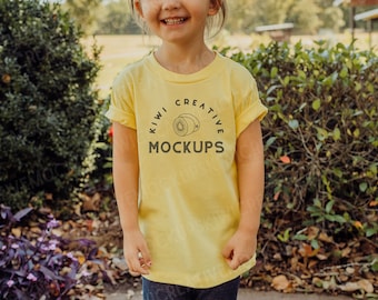 Yellow Bella Canvas 3001T Kids T-shirt Mockup (Digital Download)