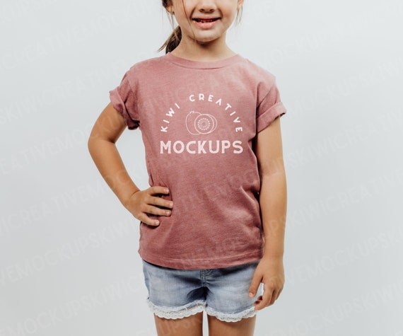 Bella Canvas 3001Y Kids Shirt Mockup, Heather Mauve T-Shirt (Digital Download)