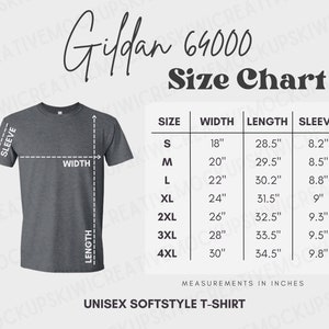 Gildan 64000 Size Chart, Gildan Shirt Size Guide, T-Shirt Size Measurements, Gildan Soft-style Downloadable Size Chart, Size Guide Mocks