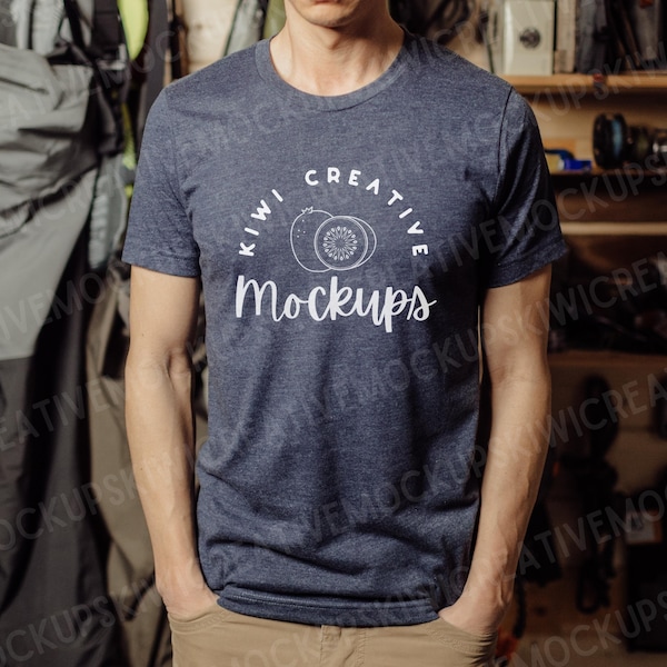 Bella Canvas CVC Heather Navy Mockup Men, Male T-Shirt Mockup, Male Model T-Shirt, Shirt Mockups Males, Shirt Mockups for Men