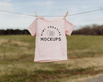 Bella Canvas 3001T Toddler Tee Mockup: Pink Kids T-shirt (JPEG)