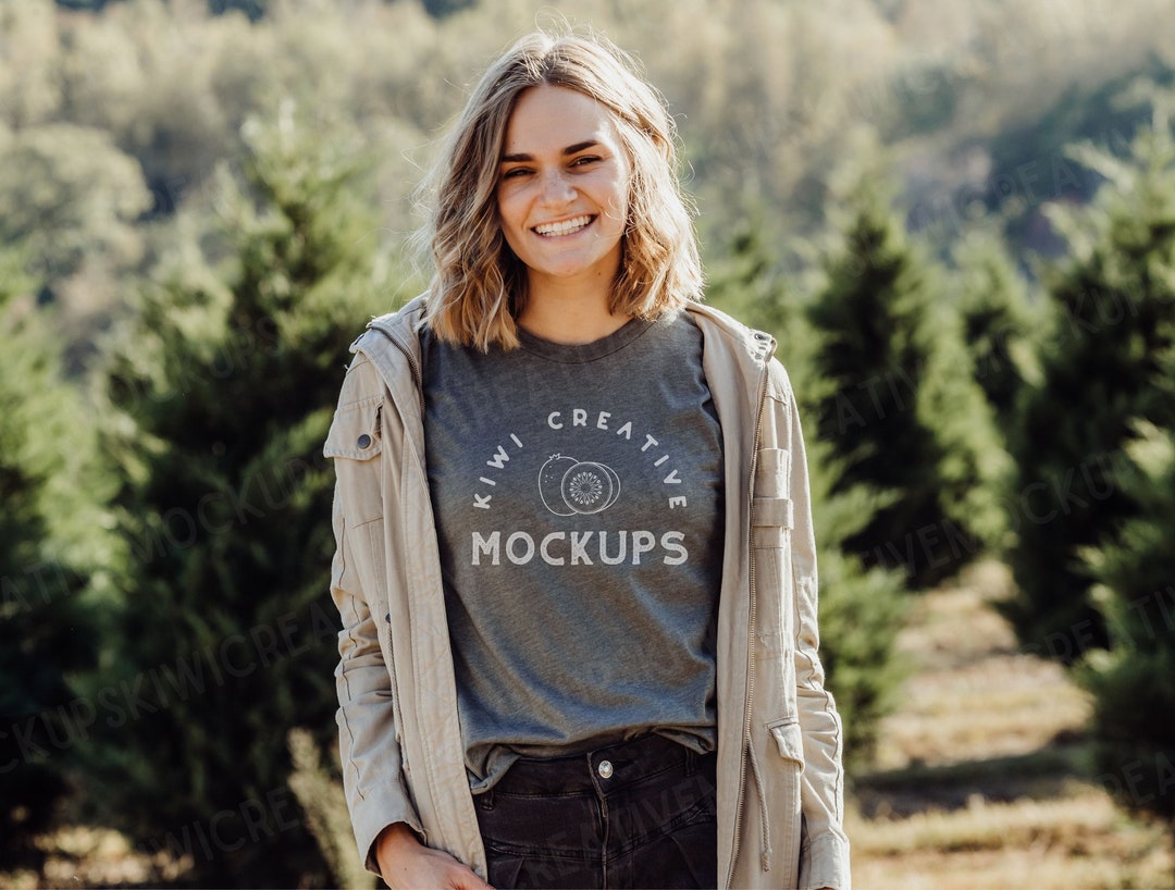 Bella Canvas 3001 Heather Military Green Mockup, Christmas Holiday T ...