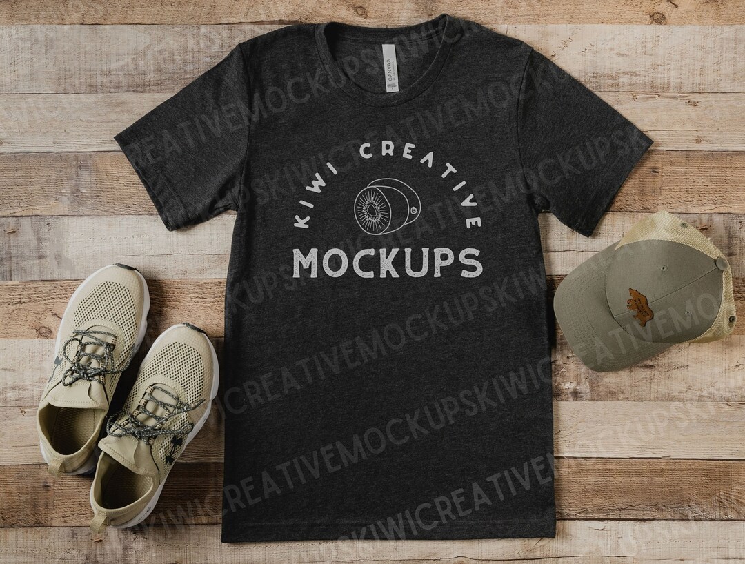 Bella Canvas 3001 Dark Grey Heather Shirt Flat Lay, Men's T-shirt ...