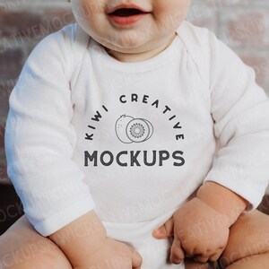Rabbit Skins 4411 Mockup, Baby Model Mockup 4411, Bianco 4411 Lifestyle Infant, Child Model Mockup, Onesie Mockup Model, One-Piece With Model