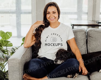 Bella Canvas 3001 White T-shirt Mockup: Dog Lover Design (Digital Download)