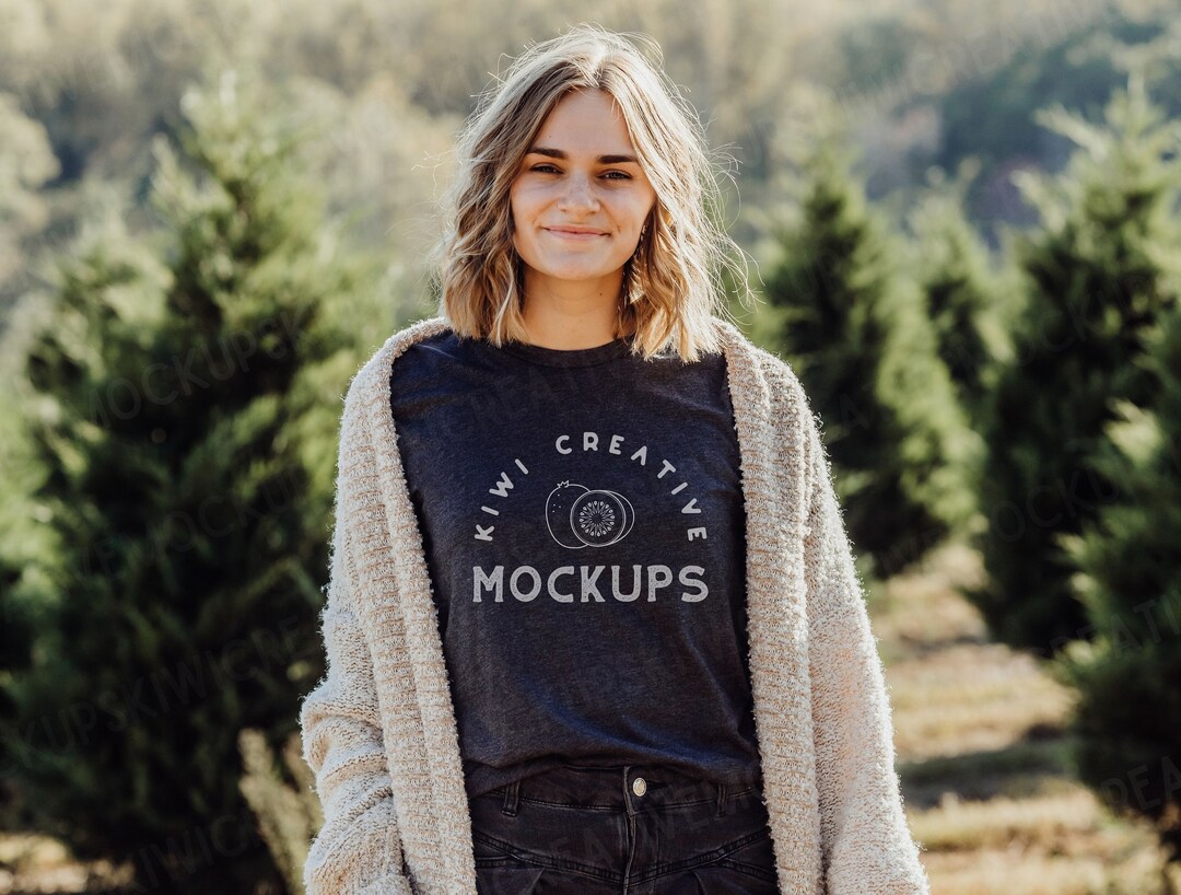 Bella Canvas 3001 Dark Grey Heather Mockup, Christmas Holiday T-shirt ...