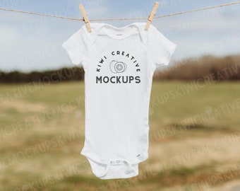 Gerber Onesie Mockup, White Baby Bodysuit (Digital Download)