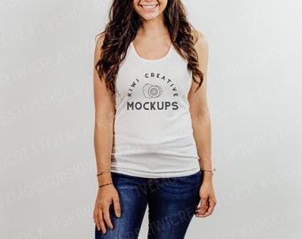 White Tank Top Mockup: Women's Racerback (Digital Download)