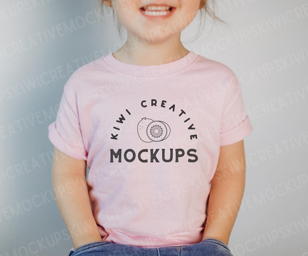 Rabbit Skins 3321 Pink, Toddler Model Mockup, Pink Shirt Mockup