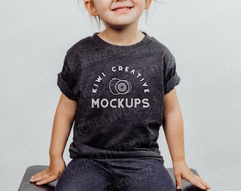 Kids T-shirt Mockup, Bella Canvas 3001T, Dark Grey Heather (Digital Download)