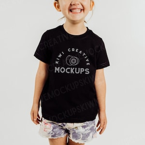 Black Kids T-Shirt Mockup: Toddler Model (Digital Download)