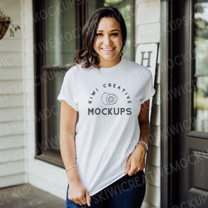Boho White Gildan 5000 Mockup: Women&#39;s T-Shirt (Digital Download)