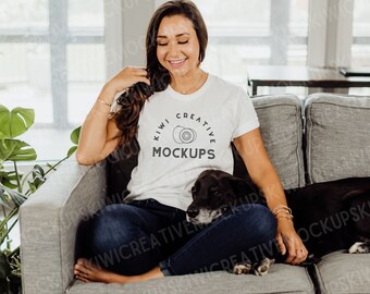 Bella Canvas 3001 White T-shirt Mockup: Dog Lover Design (JPEG)