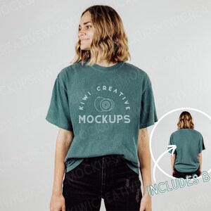 Comfort Colors 1717 Emerald Mockup, Boho T-shirt Mockup, Women&#39;s Modeled Mock, Cute Shirt Mockups, Blank Mock-Up Shirt, Oversized Baggy