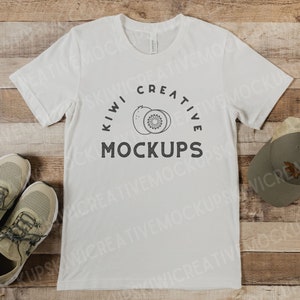 Maquette de t-shirt blanc Bella Canvas 3001 : pose à plat (JPEG)