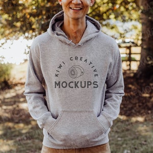 Men&#39;s Gildan 18500 Sport Grey Hoodie Mockup (Digital Download)