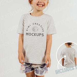 Ash Grey Kids T-Shirt Mockup: Toddler Model (Digital Download)