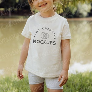 Rabbit Skins 3321 Natural, Kids T-Shirt Mock, Toddler Model Mockup, Child Mockup, Shirt Mockup, Boho Toddler Mockup, Lifestyle Model, Summer