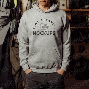 Gildan 18500 Grey Hoodie Mockup Man, Father&#39;s Day Hoodie Model, Male Model Sweatshirt, Hoodie Mockups Males, Shirt Mockups for Men