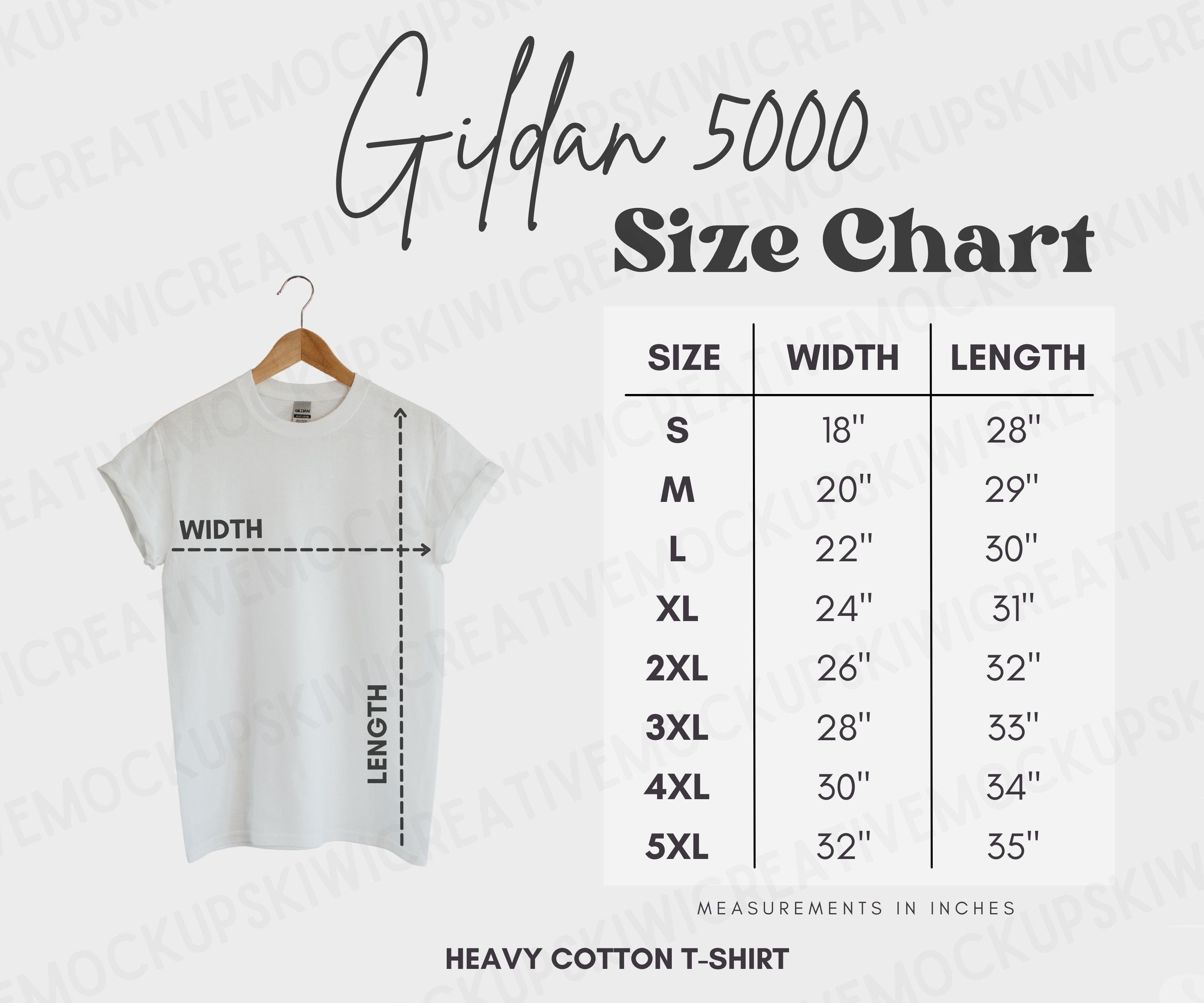 GILDAN 5000 Size Chart Guide T-Shirt Size Chart G5000 | canoeracing.org.uk