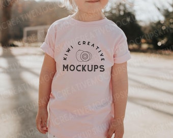Toddler Tee Mockup: Bella Canvas 3001T, Pink Kids Shirt (Digital Download)