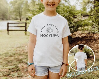 Bella Canvas 3001Y White Kid's Shirt Mockup (JPEG)