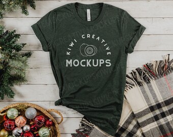 Bella Canvas 3001 Mockup: Heather Forest Green Christmas T-Shirt (Digital Download)