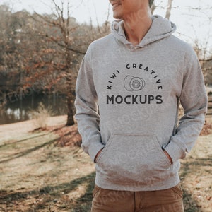 Gildan 18500 Grey Hoodie Mockup Man, Father&#39;s Day Hoodie Model, Male Model Sweatshirt, Hoodie Mockups Males, Shirt Mockups for Men