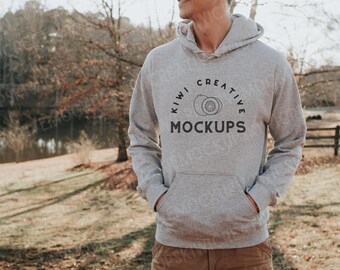 Gildan 18500 Grey Hoodie Mockup: Father's Day Model (JPEG)